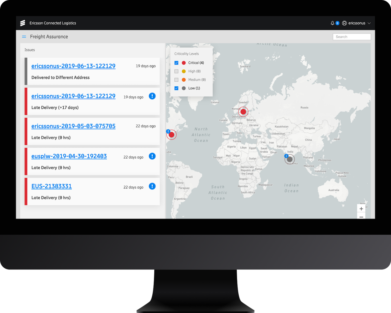 Ericsson’s Connected Logistics Chain allows all actors in the supply chain to securely share information via API in order to trace shipments. 