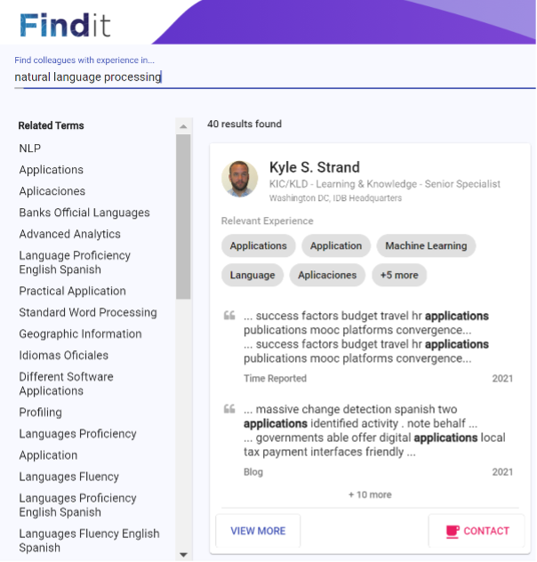 IDB FindIt results