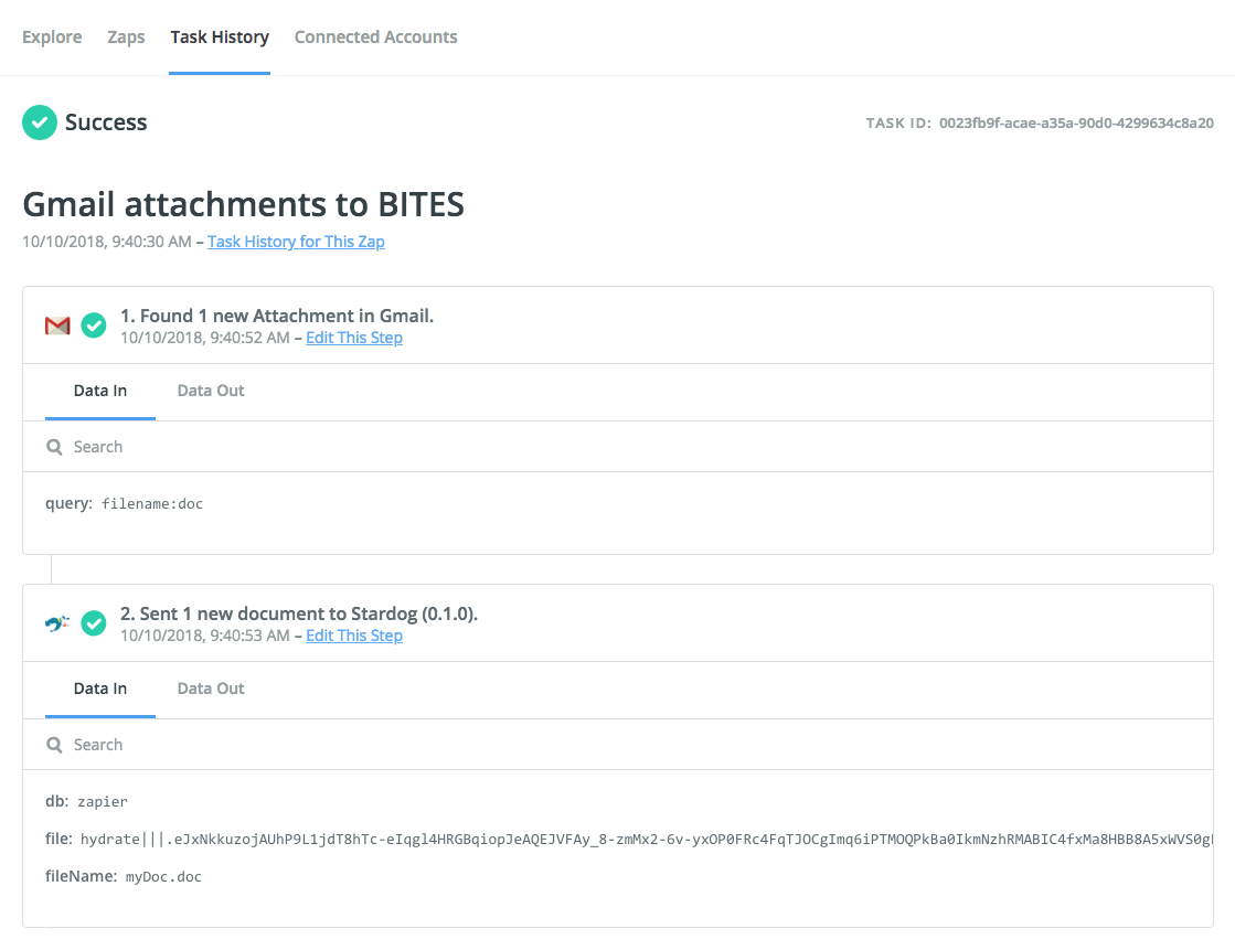 Zapier task history